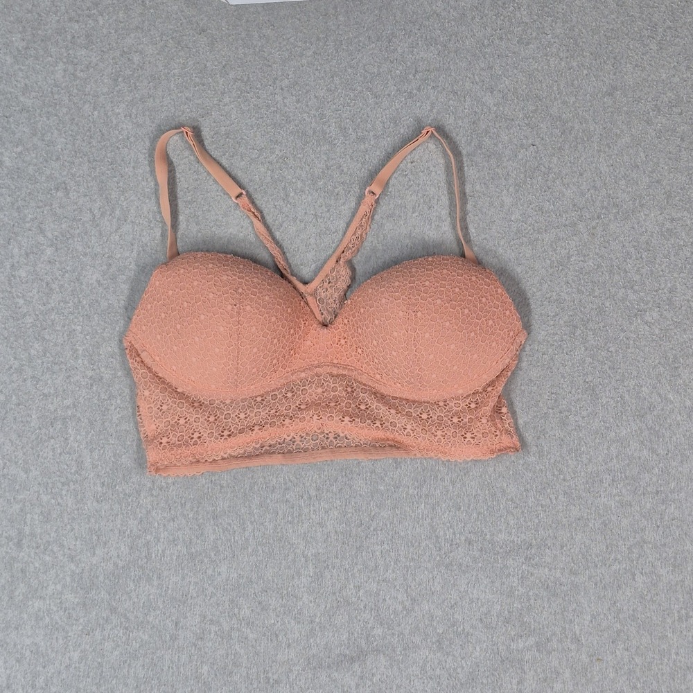 Victoria's Secret Women Bra 34B Peach Body By Bralette Wireless Lace READ